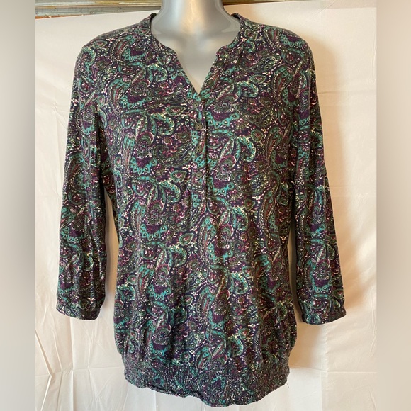 Lucky Brand Paisley Print Top - Picture 1 of 10
